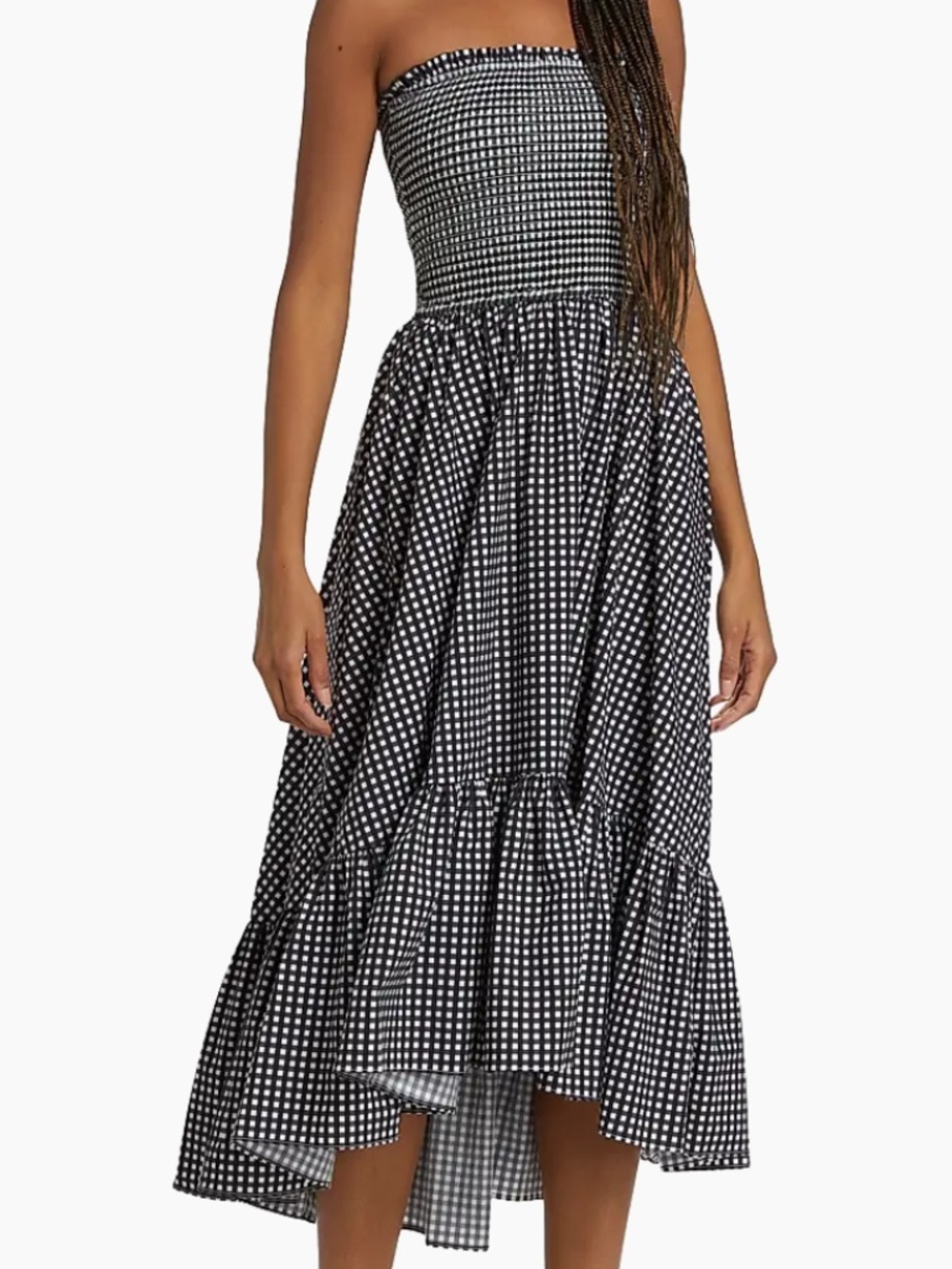 Caroline Constas Emmy Strapless Gingham Midi-Dress
